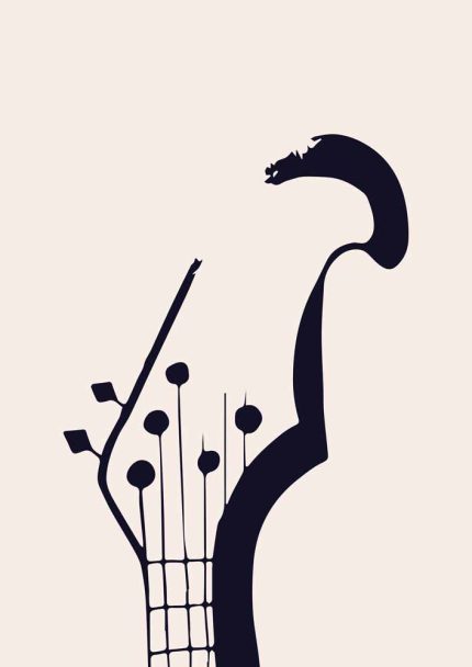 Minimalist Guitar Neck & Headstock Graphic - Music Art Print