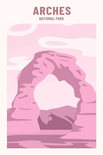 Arches National Park Minimalist Poster, Utah Landscape Art Print, Delicate Arch Poster Wall Art