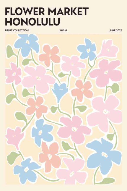 Flower Market Honolulu - Abstract Floral Art Print - Pastel Colors Poster Wall Art
