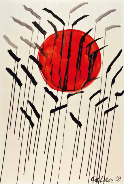 Alexander Calder Cattails with Red Sun Art Print, Abstract Nature Poster, Modern Art Poster Wall Art