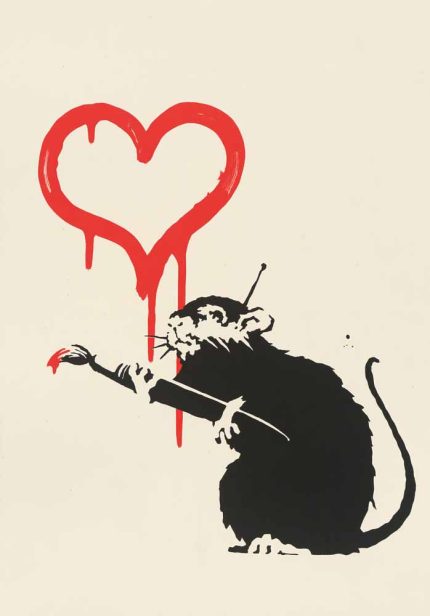 Love Rat by Banksy, Stencil Art Poster, Contemporary Street Art Trendy Colorful Poster Wall Art