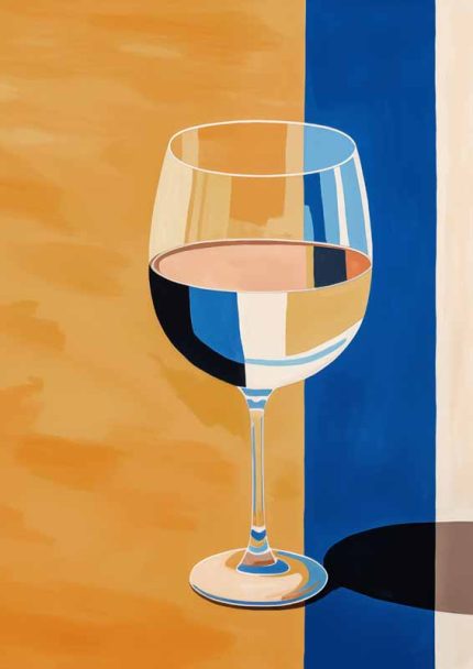 Wine Glass Art Print | Modern Still Life Poster | Minimalist Wine Eclectic Trendy Colorful Wall Art Poster