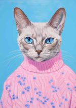 Eclectic Cat In Sweater Trendy Colorful Wall Art Poster