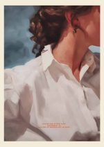 Contemplative Woman Art Print | White Shirt Portrait | Expressive Female Figure Eclectic Trendy Colorful Wall Art Poster