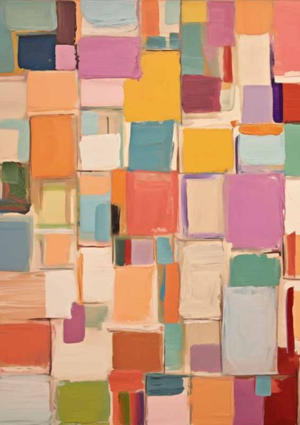 Abstract Blocks Art Print | Colorful Geometric Poster | Modern Grid Eclectic Trendy Colorful Wall Art Poster
