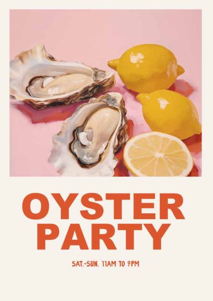 Oyster Party Eclectic Trendy Colorful Wall Art Poster
