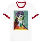 Cubist Portrait T-Shirt: Featuring Picasso's "Woman with a Hat" Unisex Ringer T-shirt