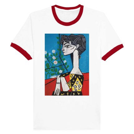 Picasso's "Jacqueline with Flowers" Portrait Inspired Tee Unisex Ringer T-shirt