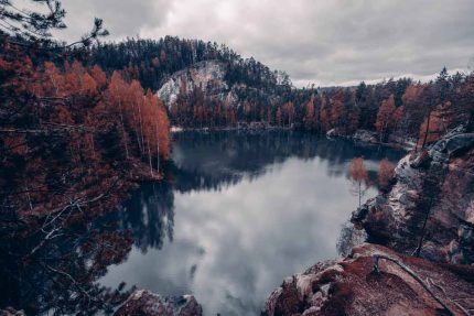 Autumn Reflections at Adršpach Lake Stock Image