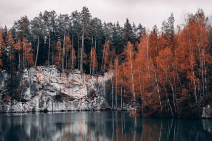 Autumn Reflections at Adršpach Lake Stock Image