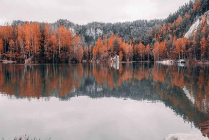 Autumn Reflections at Adršpach Lake Stock Image