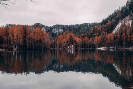 Autumn Reflections at Adršpach Lake Stock Image