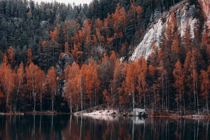 Autumn Reflections at Adršpach Lake Stock Image