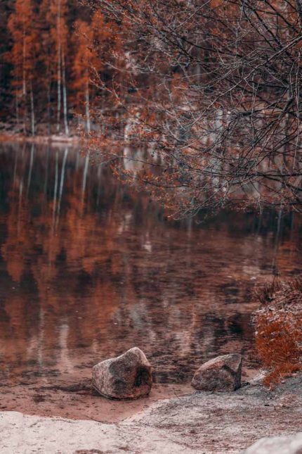 Autumn Reflections at Adršpach Lake Stock Image