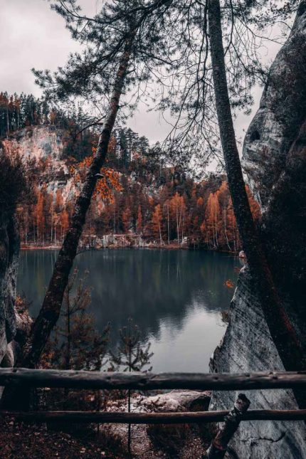 Autumn Reflections at Adršpach Lake Stock Image