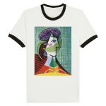 Cubist Portrait T-Shirt: Featuring Picasso's "Woman with a Hat" Unisex Ringer T-shirt