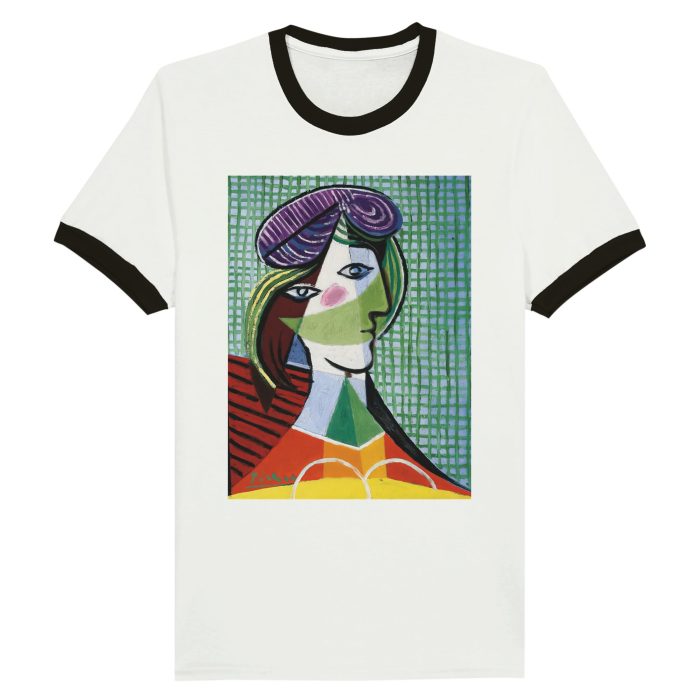 Cubist Portrait T-Shirt: Featuring Picasso's "Woman with a Hat" Unisex Ringer T-shirt
