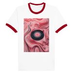Modern Music Tee: Abstract Vinyl Record Design Unisex Ringer T-shirt