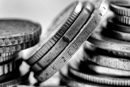 Close-up Macro of Stacked Euro Coins Stock Image