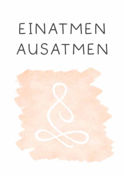 Einatmen Ausatmen: German Breathing Exercise with Meditation Symbol Mindfulness Wall Art Poster
