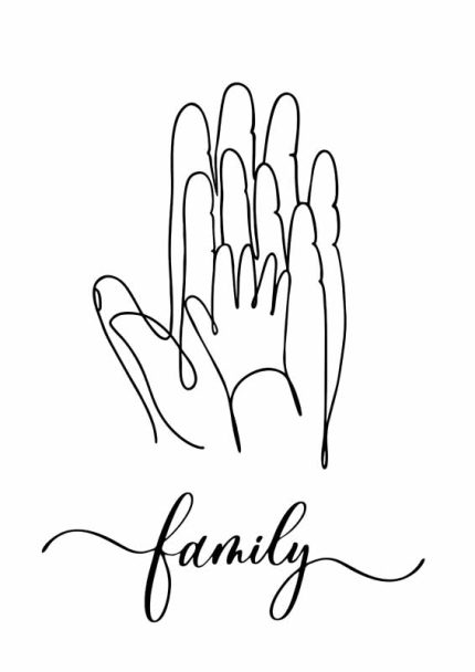 Minimalist Family Art: Parent and Child Hands Mindfulness Digital Download Illustration