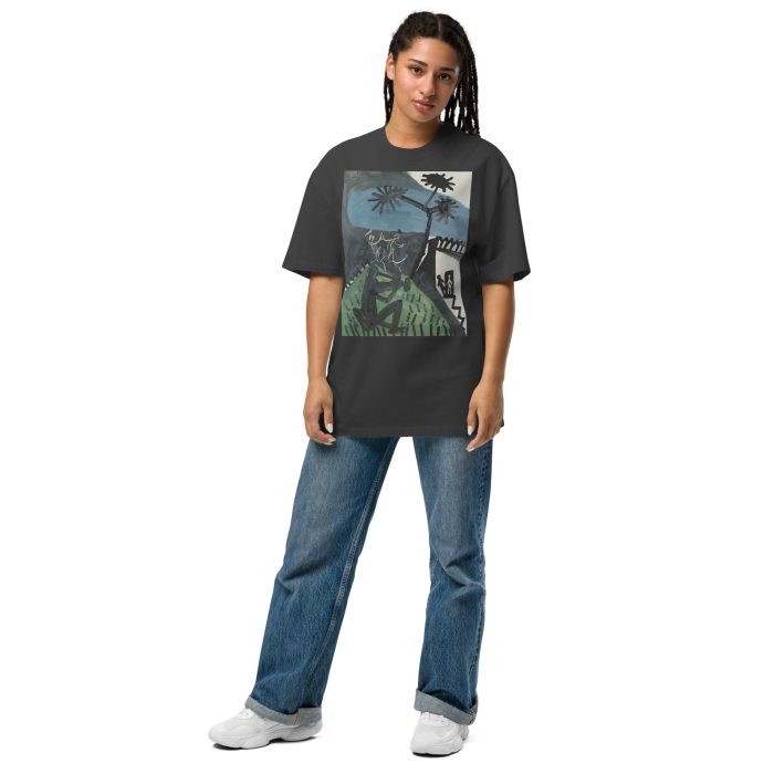 Dance of Shadows: Abstract Expressionist Artwork Oversized faded t-shirt - Image 1