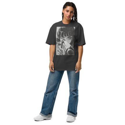 Manga Gun Anime Graphic Tee Oversized faded t-shirt