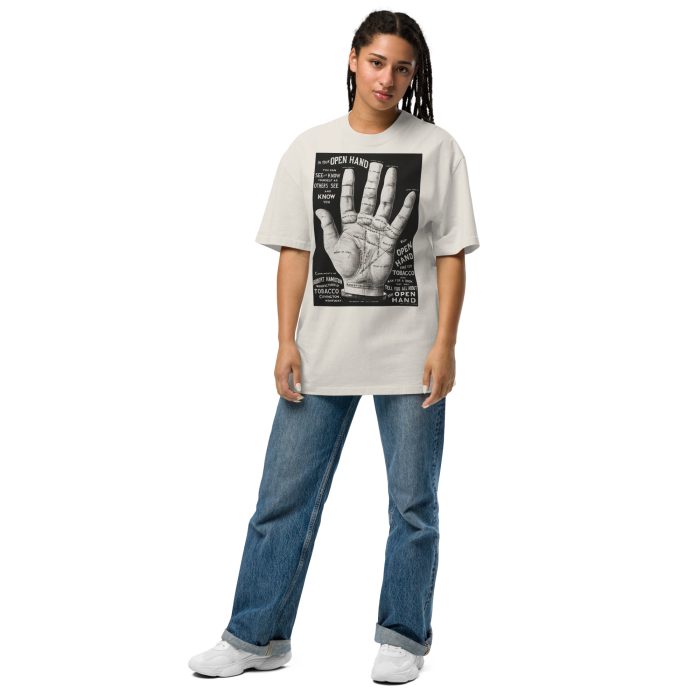 Antique Palmistry Chart T-Shirt: Fortune Telling & Nostalgia Oversized faded t-shirt - Image 4