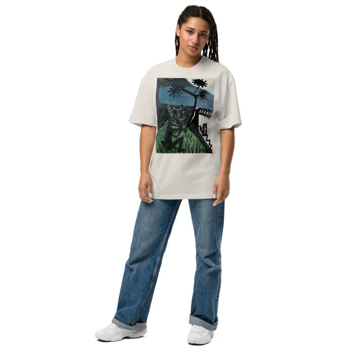 Dance of Shadows: Abstract Expressionist Artwork Oversized faded t-shirt - Image 4