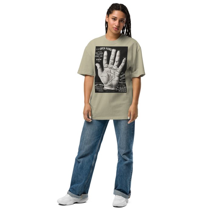 Antique Palmistry Chart T-Shirt: Fortune Telling & Nostalgia Oversized faded t-shirt - Image 3
