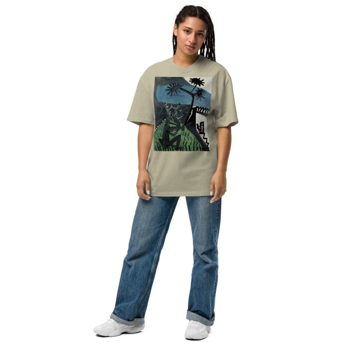 Dance of Shadows: Abstract Expressionist Artwork Oversized faded t-shirt - Image 3