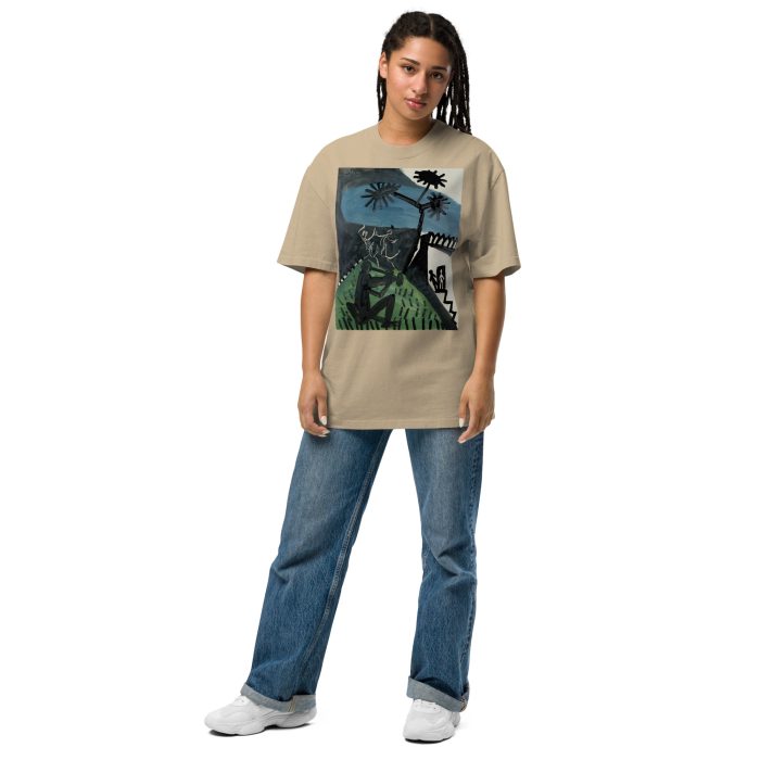 Dance of Shadows: Abstract Expressionist Artwork Oversized faded t-shirt - Image 2