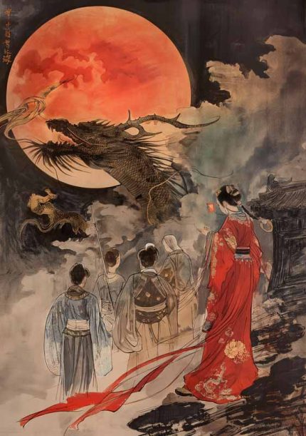 vintage chinese art Wall Art Metal Aluminum Print